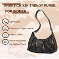 thumbnail image 5 of Sunyuer Trendy Shoulder Bag - Vintage Y2K Leather Buckle Punk Hobo Clutch Hobo Purse for Women, 5 of 14
