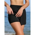 thumbnail image 5 of Womens Swim Shorts High Waisted Drawstrings 2-In-1 Swimming Bottoms with Zipper Pockets, 5 of 7