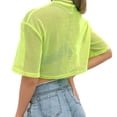 thumbnail image 4 of Femmes Été Fluorescent Tee O Cou Filet Transparent Crop Top Décontracté en Vrac T-shirt, 4 of 5