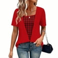 thumbnail image 2 of Camisas Y Tops de Verano de Mujer Moda Casual Cuello Redondo Camisas de Satén Camisas de Color Sólido para Mujeres, 2 of 5