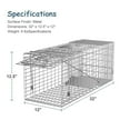 thumbnail image 2 of Live Animal Cage Trap 32" X 12.5" X 12" Steel Cage Catch Cage for Rabbits, Stray Cat, 2 of 5