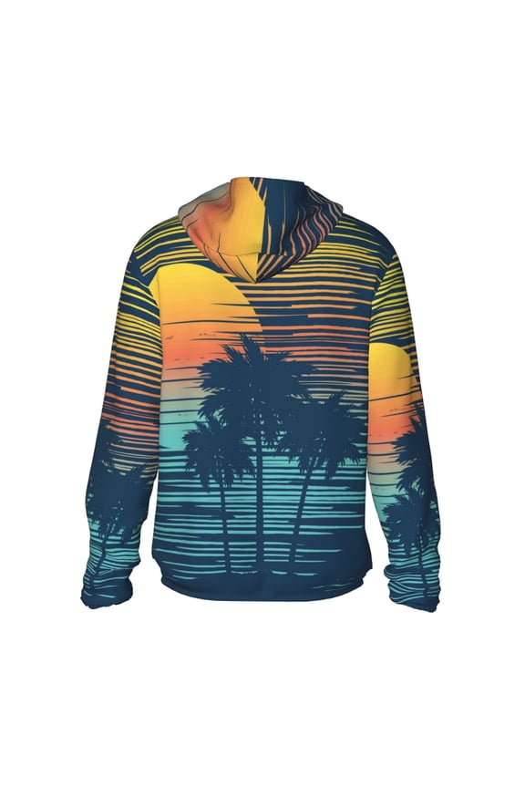 Palm Trees Print Women Men Sun Protection UPF 50+ Jackets Zip Up Long Sleeve Hoodie Hiking Lightweight with Pockets