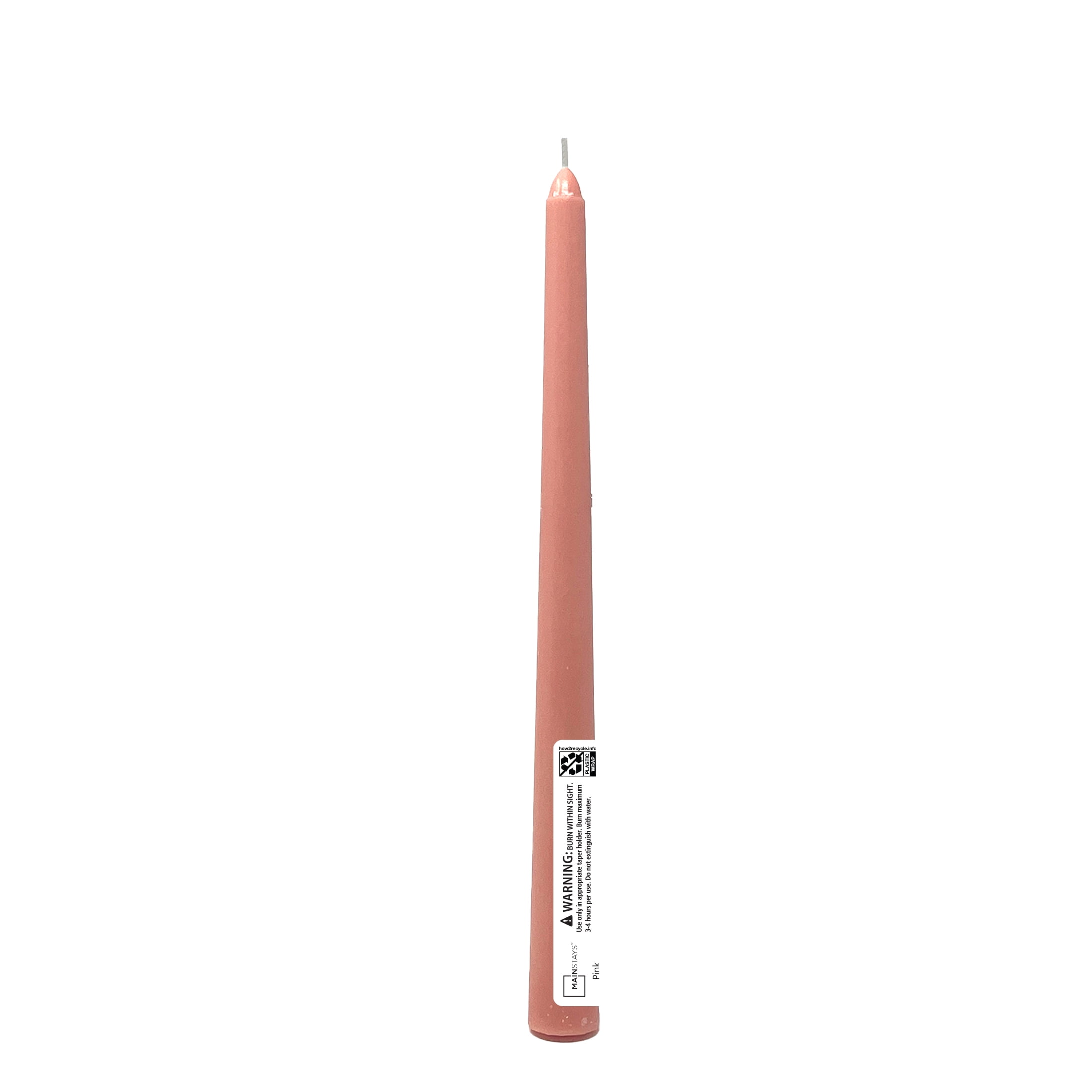 Mainstays Paraffin Wax 10" Taper Candle, Unscented, Pink