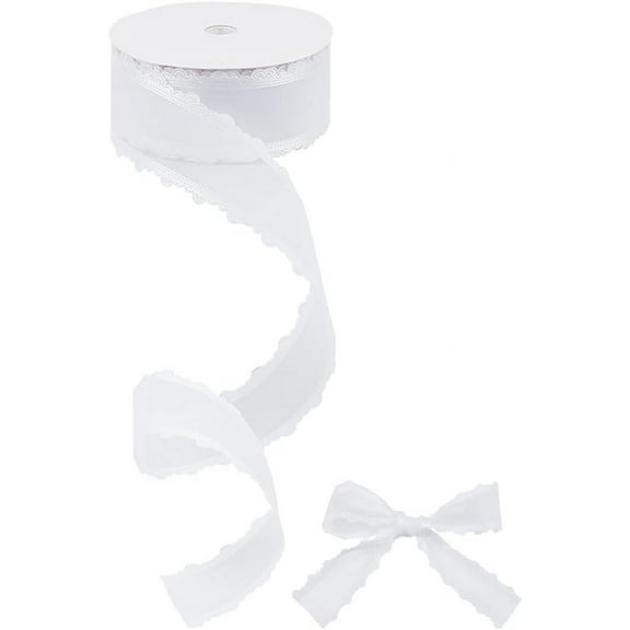 20 Yards Translucent Polyester Wavy Edged Lace Trim for Sewing Decoration White 1-1/2 inch(38mm)