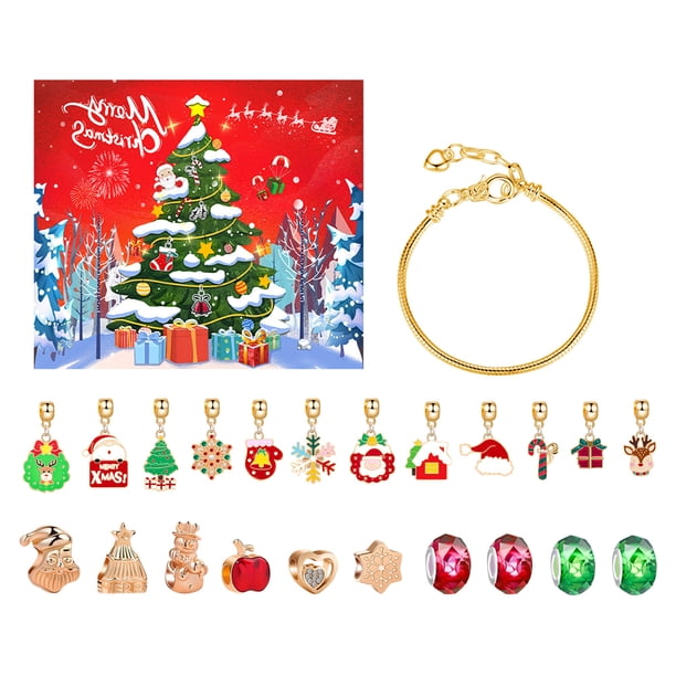 Regalos del calendario navideño 2024, kits de fabricación de pulseras caseras para niños y adultos, regalos de joyas del calendario navideño de 24 días