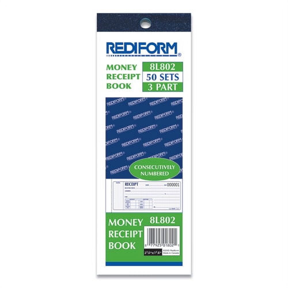 Receipt Book, Three-Part Carbonless, 7 X 2.75, 1/page, 50 Forms | Bundle of 2 Each