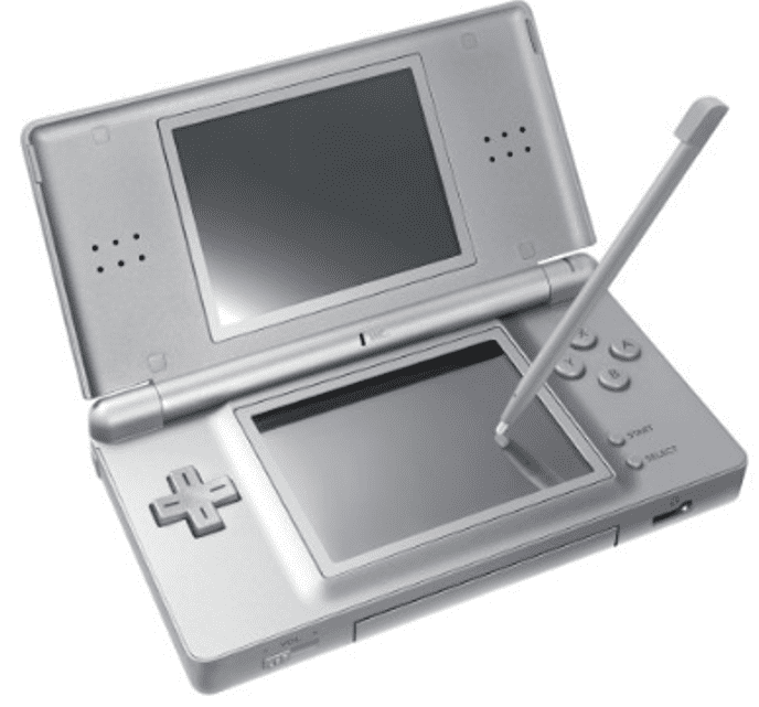 Authentic Nintendo DS Lite Metallic Silver Gray with Stylus and Charger -  100% OEM