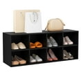 thumbnail image 1 of Costway Shoe Bench 8 Cubbies Shoe Organizer with 500 LBS Weight Capacity Cubby Shoe Rack Black, 1 of 10