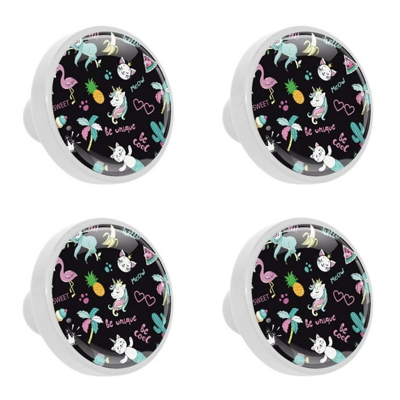 4 Pcs Unicorn Knobs for Kitchen Cabinet Cupboard Dresser Bookcase Drawer Pulls Handles Round Home Decor