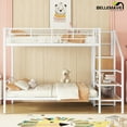 thumbnail image 2 of Bellemave Full Over Full Bunk Bed With Storage Staircase and Wardrobe Metal Full Size Bunk Bed Frame with Shelves and Metal Slats Stairway Bunk Bed for Teens, No box Spring Needed, White, 2 of 12