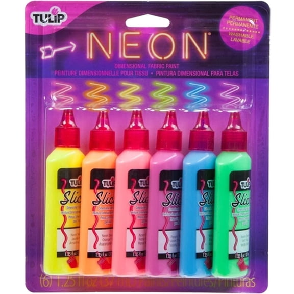 Tulip Puff Paint Neon Colors 6-pack, Multi-Surface, Waterproof Craft Paint, Permanent on Fabric