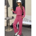 thumbnail image 6 of Women'S 2 Piece Lounge Sets Side Slit Outfits Wide Leg Tracksuit Comfy Loungewear Fashion Sweatsuit Rose Red XXXL, 6 of 9