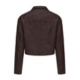 thumbnail image 5 of SWSMCLT Women's Short Moto Jacket Collared Slim Fit Crop Jackets Zip Up Motorcycle Coat Long Sleeve Suede Vegan Leather Fall Pockets Red 4, 5 of 5