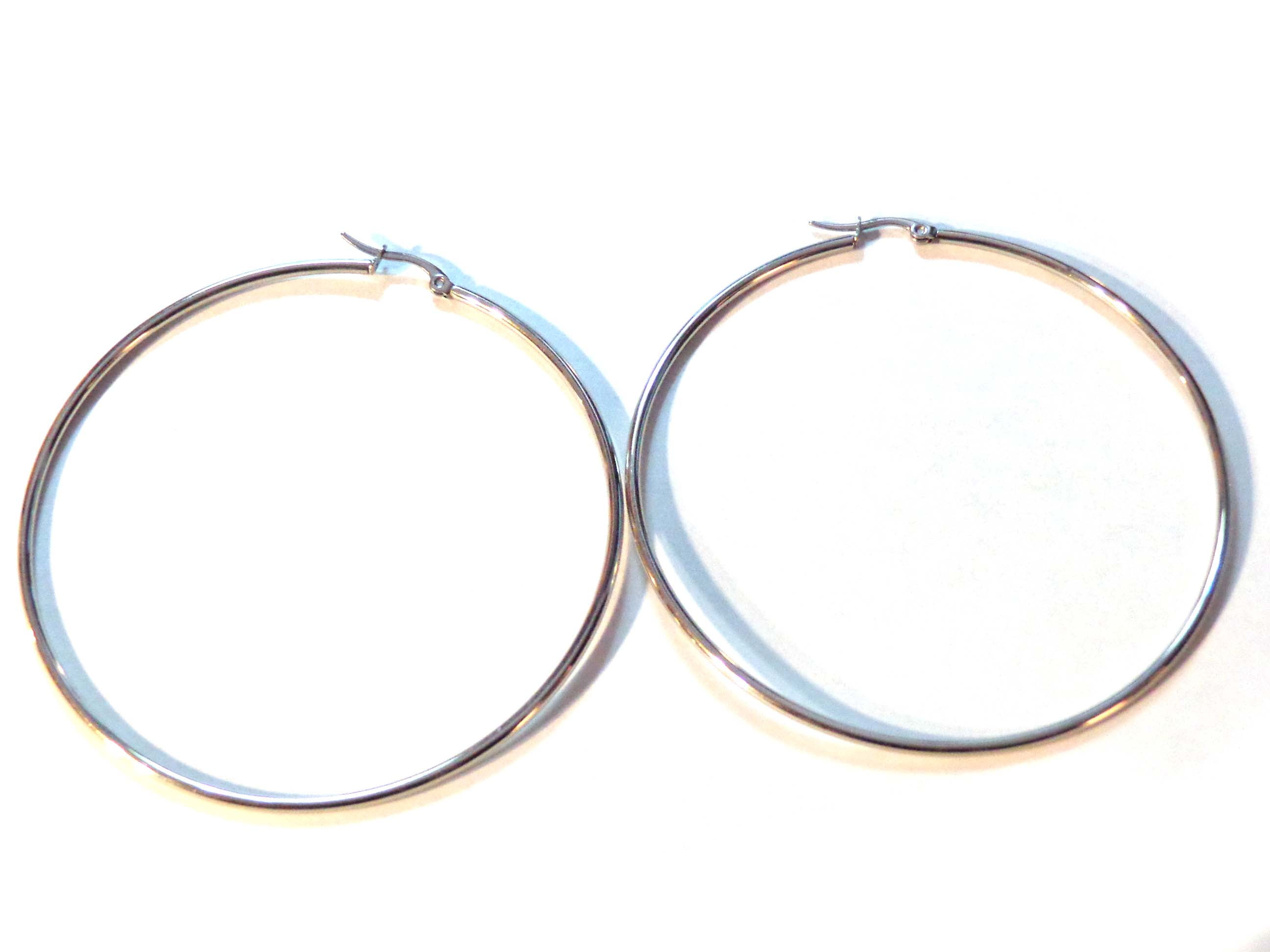 Large Hoop Earrings Stainless Steel Silver 3 inch Hoop Earrings Simple Thin