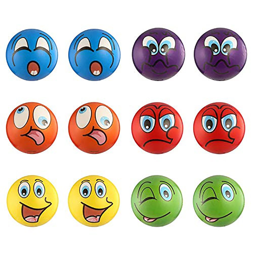 PlayWorld Mini Emoji Soft Foam Stress Balls (24 Balls Per Box)