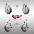 thumbnail image 2 of 5 Inch 316SS Thermoplastic Rubber 10mm Threaded Stem Caster Set 2 Brake SCC, 2 of 2