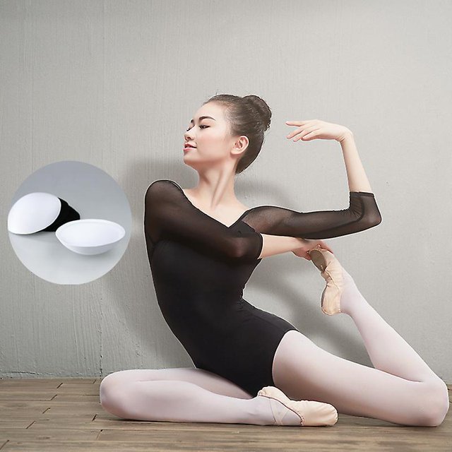 Leotardos de Ballet para adultos para mujeres malla niñas algodón Spandex ropa de baile negro 3/4 manga gimnasia leotardos Ballet Bodysui