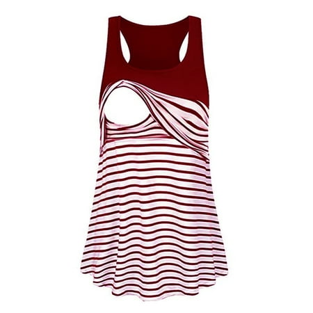 

Enwejyy Women s Maternity T-Shirt Striped Sleeveless Round Neck Nursing Camisole Tank Tops