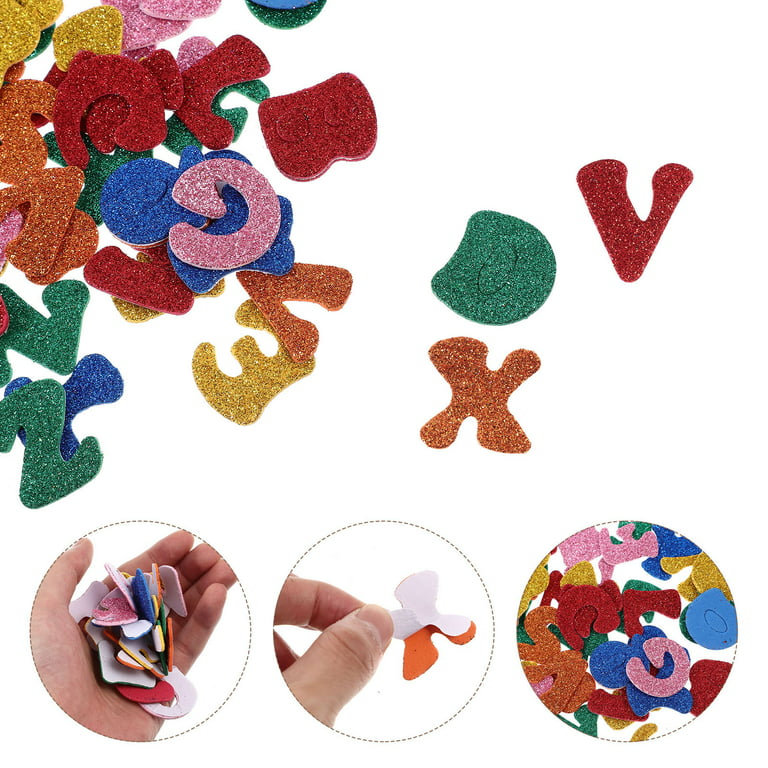 10 Sets of Small Alphabet Letter Foam Glitter Stickers (approx. 260 pcs) 5  Colors - Arts Craft Supplies for Greeting Card Decoration | Size: 1-inch