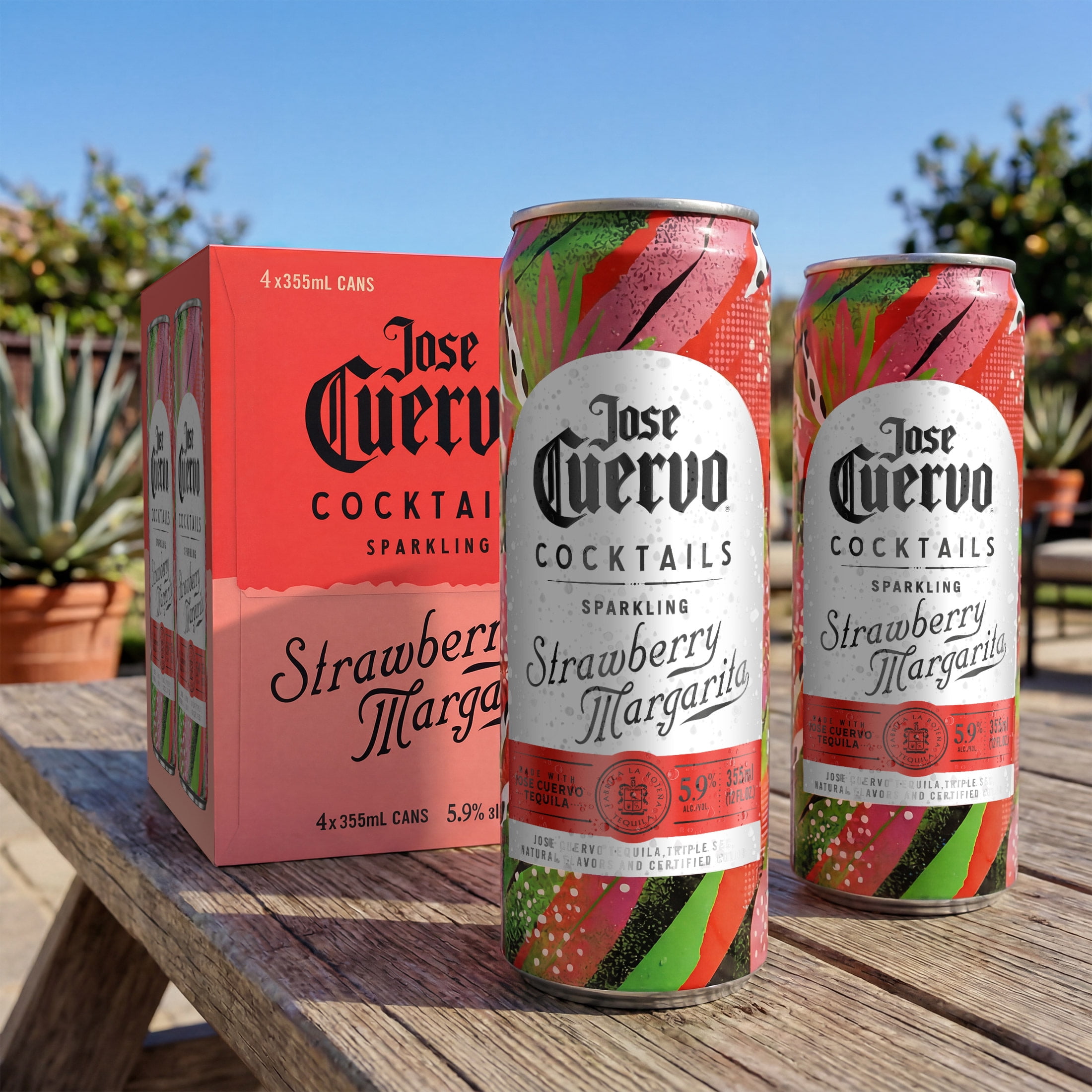 Jose Cuervo Sparkling Strawberry Cocktail, 4 pack, 355 ml Cans, 5.9% ABV
