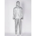 thumbnail image 4 of Raenseen Sauna Suit Men Women Lightweight Sweatsuit Long Sleeve Hoodies Top and Pants Set Gym Fitness Silver L, 4 of 9