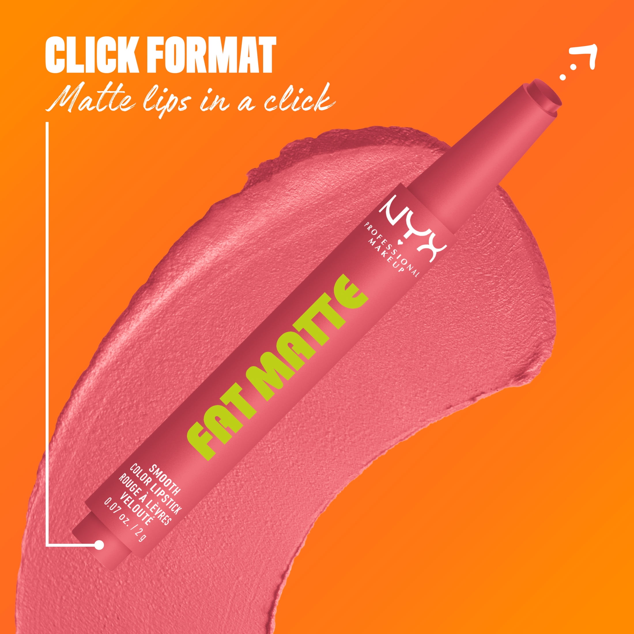 NYX Professional Makeup Fat Matte Lipstick, Smooth Color Long Lasting Lipstick, Pink Puff, 0.07 oz