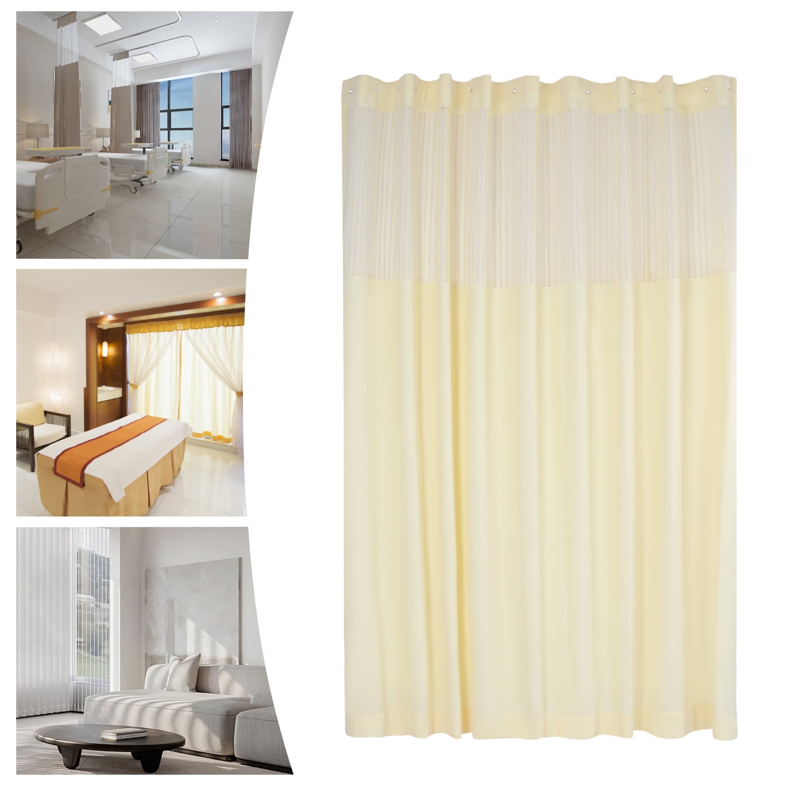 Beige Mesh Top Room Divider Curtain 9x8 ft Privacy Screen for Hospitals, Clinics, Salons & Dorms