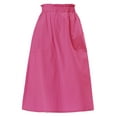 thumbnail image 1 of Falda de algodón para mujer INSPIRE CHIC con cintura elástica, falda midi A-line casual con bolsillos M color rosa intenso, 1 of 6