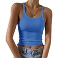 thumbnail image 1 of HSHDLDF Women's Sleeveless Tank Top Form Fitting Scoop Neck Ribbed Knit Basic Cami Shirts, 1 of 7