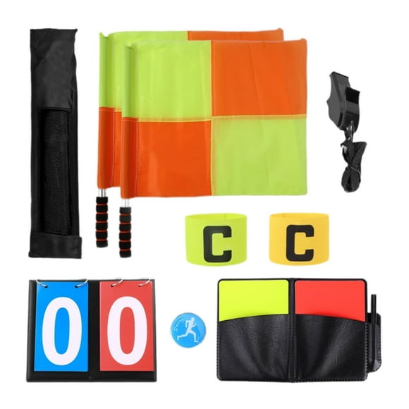 Kit de árbitro de fútbol, bandera de árbitro de fútbol, silbato, bandera de árbitro, accesorios para juegos, competición, fútbol, baloncesto,