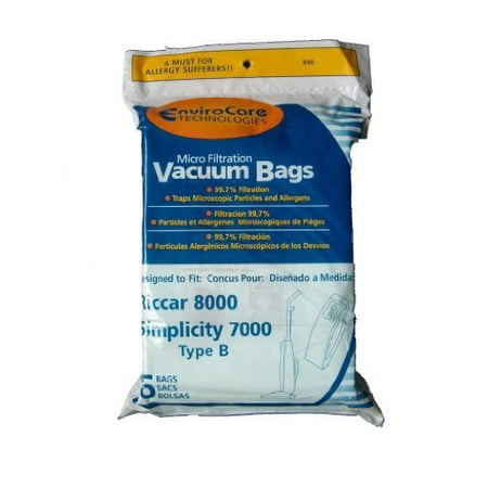 18 Compatible with Riccar 8000 & Compatible with Simplicity 7000 Type B Vaccum Bags, Upright, Commercial Vacuum Cleaners, 8000, 7000, 7200, 7250, 7300,