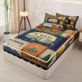 thumbnail image 2 of Homewish Kids Camping Zipper Twin Comforter Sets with Fitted Sheet and 2 Pillowcases,Rustic Farmhouse Adventure Zipper Bedding Set For Boys,Navy Blue Reversible,4-Piece, 2 of 7