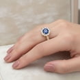thumbnail image 2 of Mauli Jewels 1.40 Carat Sapphire Engagement Ring for Women – Halo Diamond Ring in 14K Yellow Gold with Natural Sapphire Center Stone, 2 of 7