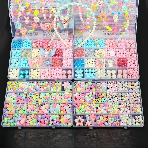 Joyas de cuentas hechas a mano para niños, juguetes educativos para niñas, pulseras, collares, accesorios de cuentas para bricolaje para niños