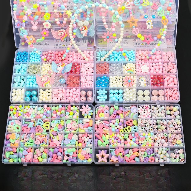 Joyas de cuentas hechas a mano para niños, juguetes educativos para niñas, pulseras, collares, accesorios de cuentas para bricolaje para niños