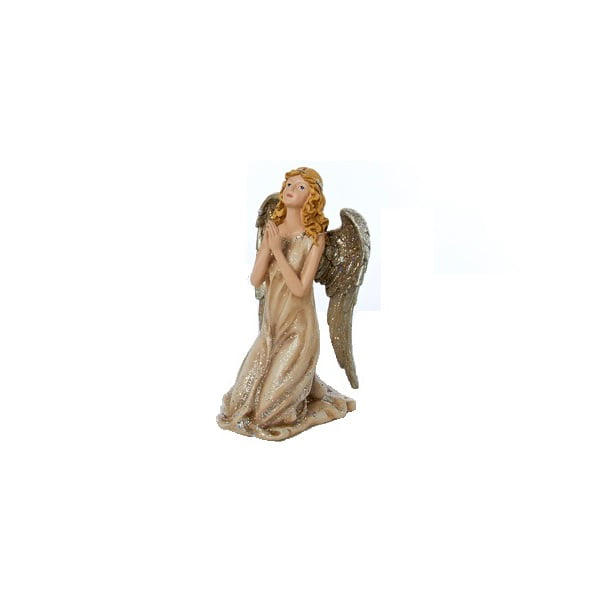 Ceramic Christmas Angel Glittered Sculpture Figurine Tabletop Holiday Decor 