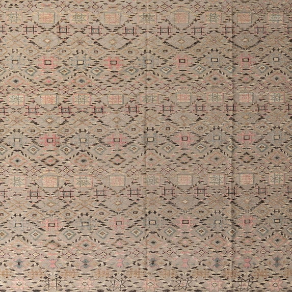 Ahgly Company Machine Washable Indoor Square Abstract Brown Sugar Brown Area Rugs, 4' Square