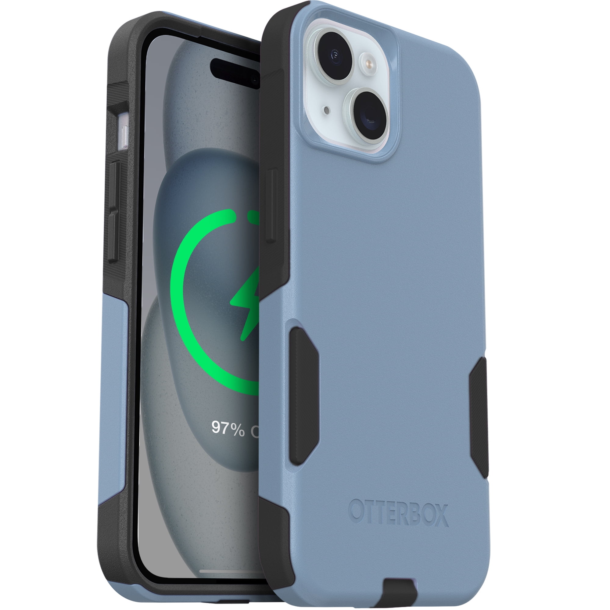 OtterBox Commuter Series Case - iPhone 17e, iPhone 16e, iPhone 15, iPhone 14, iPhone 13 - MagSafe Edition - Thin & Tough, Pocket-Friendly, with Port Protection - Blue & Black