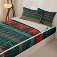 thumbnail image 3 of jejeloiu Warm Border Zipper Full Size Comforter Sets with Fitted Sheet and 2 Pillowcases For Men Women,Rustic Print Zipper Bedding Set,Teal Red,Light Gray Reversible,4-Piece, 3 of 7