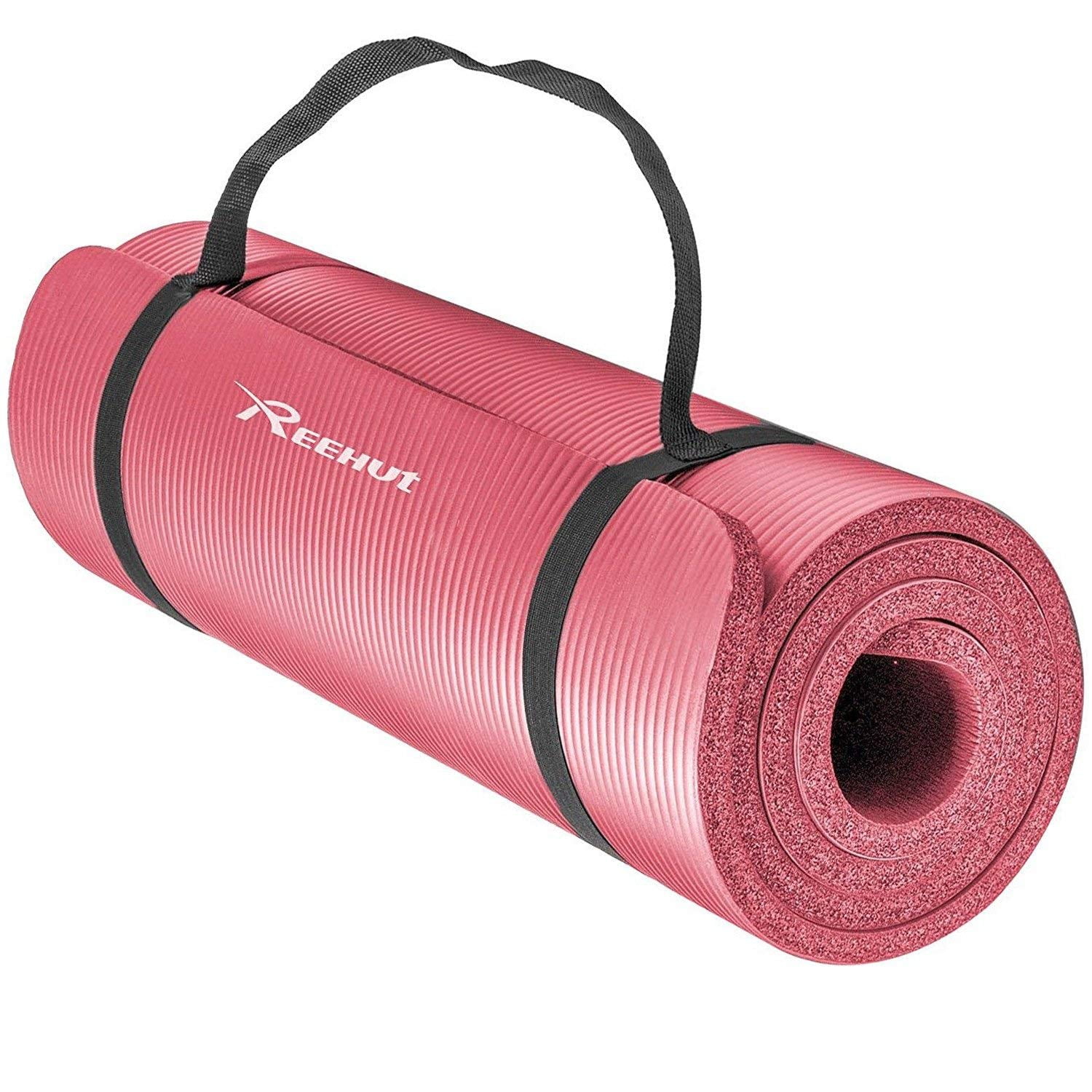 Yoga Fitness REEHUT Exercise Mat NBR Fitness Yoga Mat 12mm Extra Thick