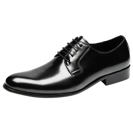 

PLLFRLRT Black Dress Shoes Men Lace Up Brown Dress Shoes Black Shoe Dress British Business Shoe Pointed Toe Formal Leather Shoes Wedding Shoes(Black 9)