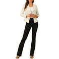 thumbnail image 2 of Unique Bargains Women's Faux Suede Jacket Open Front Lapel Draped Cardigan Blazers S Beige, 2 of 6