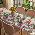 thumbnail image 3 of Beige Christmas Table Cloths for 8 Foot Rectangle Tables, Gnomes Xmas Tree Snowflake Gifts Patio Waterproof Elastic Fitted Tablecloths, Washable Rectangular Table Cover for Camping, 3 of 8