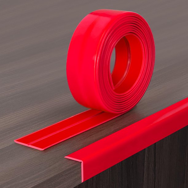 Protector de pared para esquinas Protalwell, goma flexible, color rojo, 2,5 cm