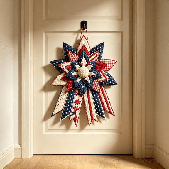 Thanksgiving Door Decor, DIY Quilted Door Bow Kit, Farmhouse Fabric Wreath with Patchwork Design, Autumn Front Door Decorations