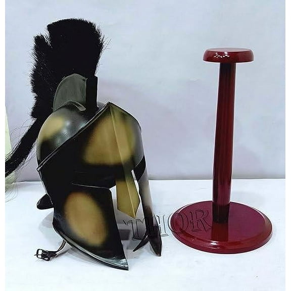 THOR INSTRUMENTS Medieval Armor King Leonidas Greek 300 Spartan Roman Helmet On Stand Rustic Vintage Home Decor Gifts