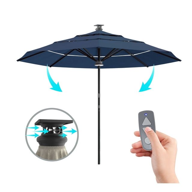 Above Height 2 Series 11 Feet Smart Umbrella with Remote, Wind Sensor, Solar, LED Light, Sapphie Colour