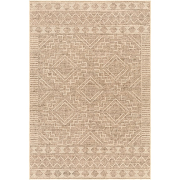 BoutiqueRugs Halle Traditional, Transitional Area Rug - Machine Washable - Oatmeal, Dark Brown, Off White - 9' x 12'