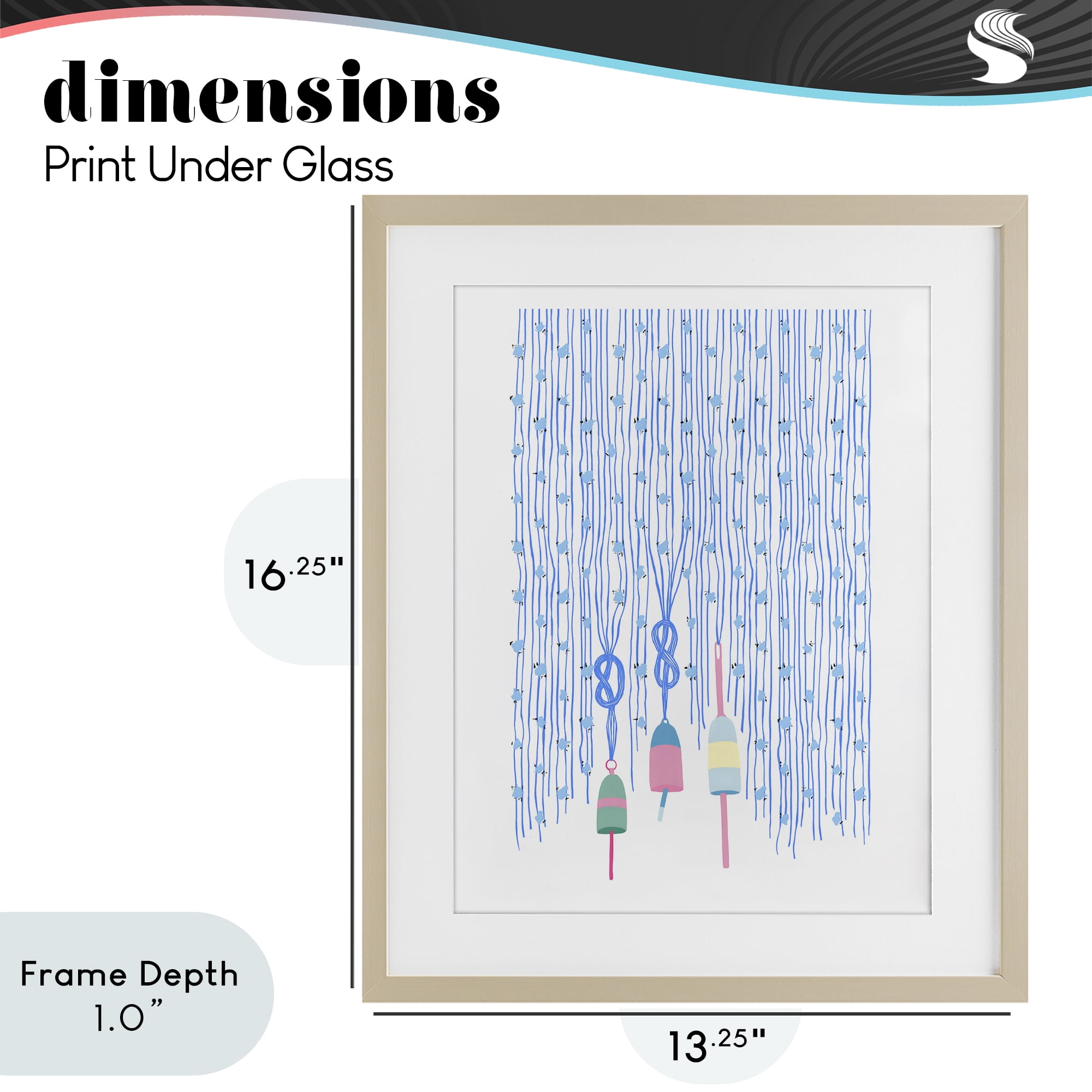 Stupell Industries Hanging Buoys on Ropes Birch Framed Print Under Glass, design by Melissa Tilley