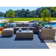 thumbnail image 2 of Tuscany 7-Piece Resin Wicker Outdoor Patio Furniture Sectional Sofa Set in Gray w/Four Modular Sectional Pieces, Armchair, Ottoman, and Coffee Table… (Half-Round Gray Wicker, Polyester Light Gray), 2 of 6